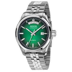 Epos Timeless 3501 Day Date Green with Stainless Steel Band | Auronos
